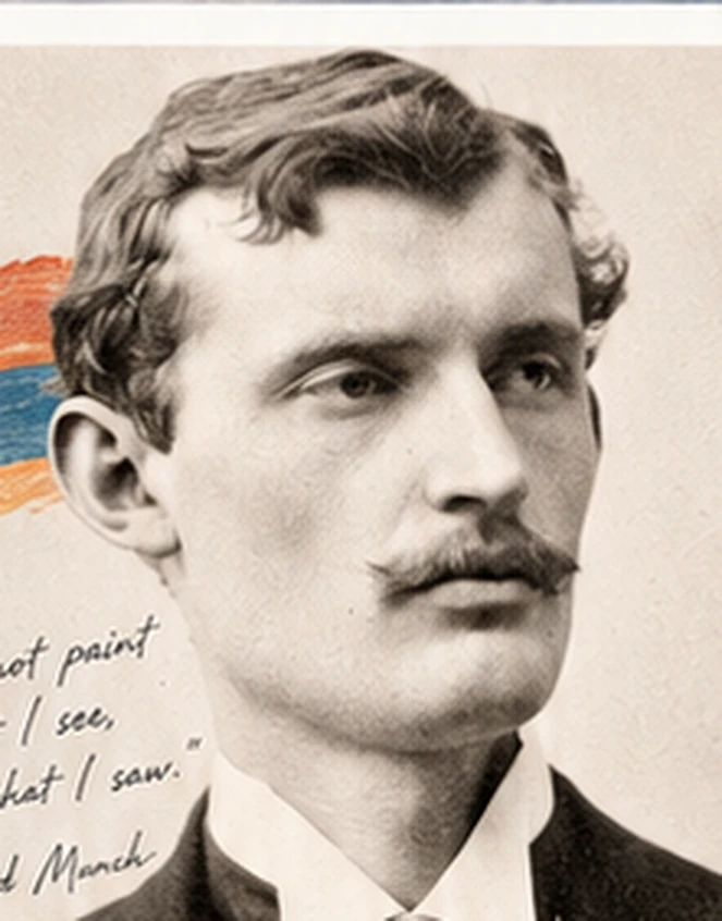 Historically inspired portrait illustration of Edvard Munch